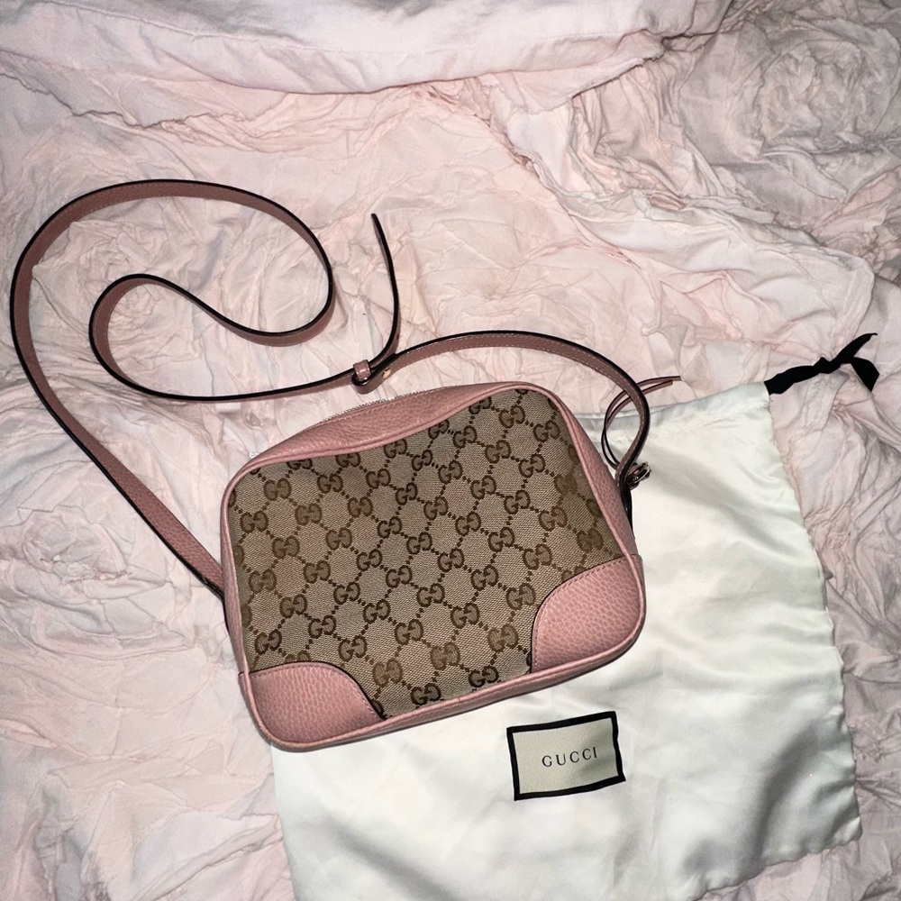 Gucci Pink and Brown Signature Crossbody Bag
